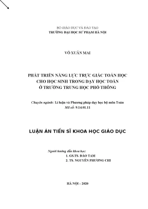 Phát triển năng lực trực giác toán học cho học sinh 