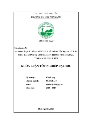 Đánh giá quản lý rác thải tại công ty MT Nagoya, Aichi,