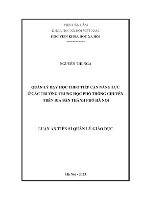 Quản lý dạy học theo năng lực tại trường THPT chuyên Hà Nội