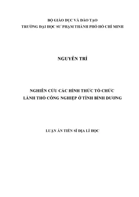 Nghiên cứu tổ chức lãnh thổ công nghiệp tại Bình Dương