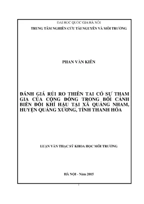 Đánh giá rủi ro thiên tai tại xã Quảng Nhâm trong bối 