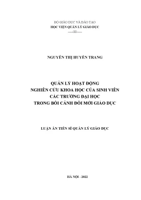 Quản lý nghiên cứu khoa học của sinh viên đại học trong 