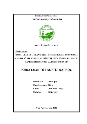 Đánh giá bệnh ký sinh trùng đường máu trên bò sữa và 