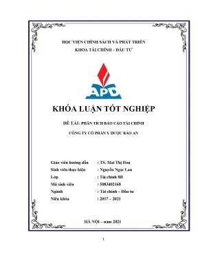 Phân Tích Tình Hình Tài Chính Công Ty Cổ Phần Y Dược Bảo An