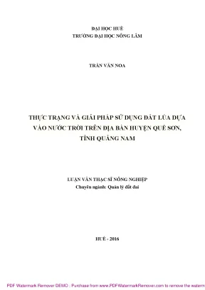 Giải pháp sử dụng đất lúa hiệu quả tại huyện Quế Sơn, 