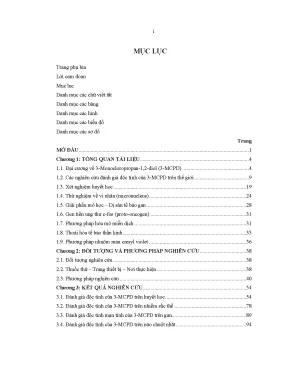 Đánh giá độc tính của 3-MCPD trên gan, máu và thần kinh 