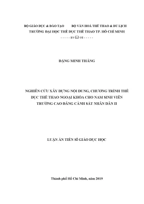 Nội dung chương trình thể dục thể thao ngoại khóa cho 