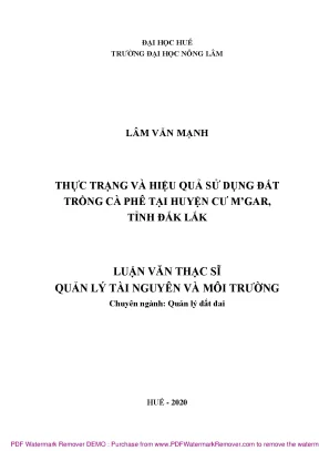 Hiệu quả sử dụng đất trồng cà phê tại huyện Cư Mgar, Đắk Lắk