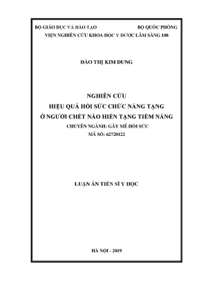 Nghiên cứu hiệu quả hồi sức chức năng tạng ở người chết 