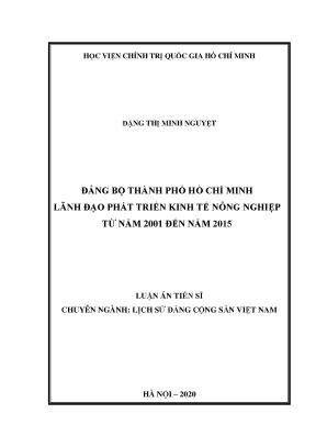 Phát triển kinh tế nông nghiệp tại TP.HCM (2001-2015): 