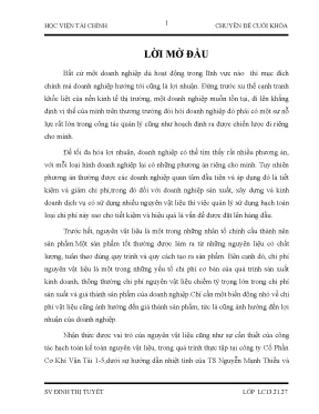 Tối ưu công tác kế toán nguyên vật liệu tại Công ty Cổ