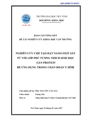Nghiên cứu chế tạo hạt nano oxit sắt từ với lớp phủ sinh 