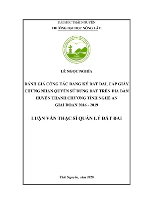 Đánh Giá Công Tác Đăng Ký Đất Đai Tại Huyện Thanh Chương