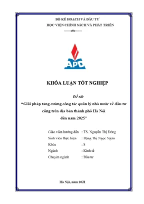 Giải pháp nâng cao quản lý đầu tư công tại Hà Nội đến 2025