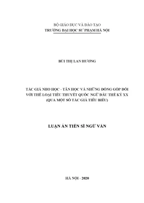 Đóng Góp Của Nho Học Tân Học Đối Với Tiểu Thuyết Quốc 
