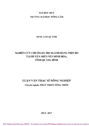Nghiên cứu chuỗi giá trị thịt bò tại Minh Hóa, Quảng Bình