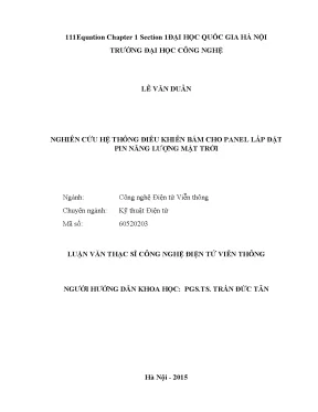 Nghiên cứu hệ thống điều khiển cho panel năng lượng mặt trời