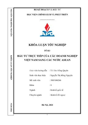 Đầu Tư Trực Tiếp Của Doanh Nghiệp Việt Nam Sang ASEAN: 