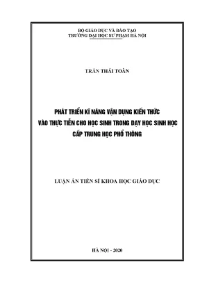 Phát triển kỹ năng ứng dụng kiến thức cho học sinh THPT 