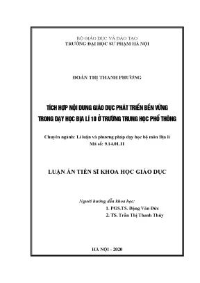 Tích Hợp Giáo Dục Phát Triển Bền Vững Trong Dạy Học Địa