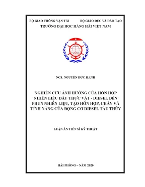 Nghiên cứu ảnh hưởng của hỗn hợp dầu thực vật và diesel 