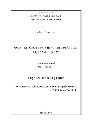 Quản trị công ty đại chúng theo pháp luật Việt Nam: Thực