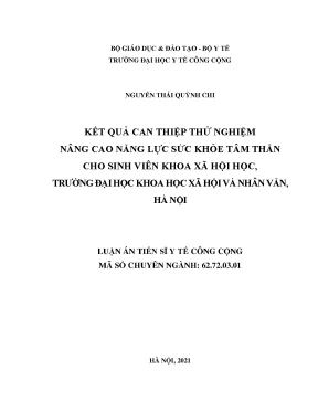 Nâng cao sức khỏe tâm thần cho sinh viên xã hội học tại 