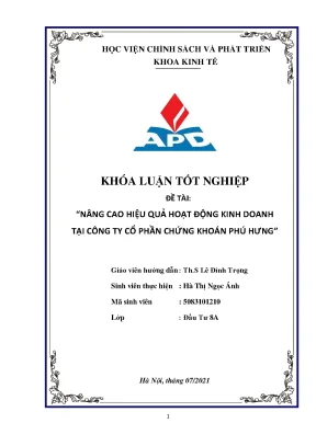 Tăng cường hiệu quả kinh doanh tại Công ty Cổ phần Chứng 