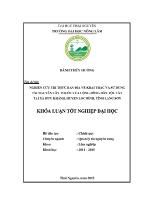 Nghiên cứu tri thức bản địa về khai thác cây thuốc của 