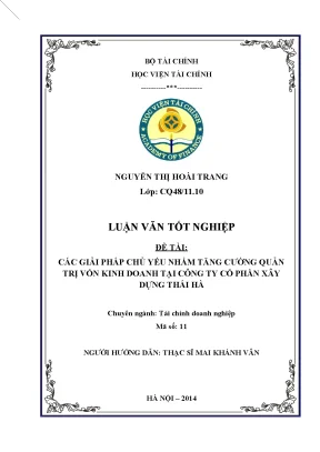 Giải pháp tăng cường quản trị vốn kinh doanh tại công ty