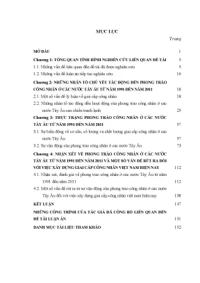 Phong trào công nhân Tây Âu (1991-2011): Phân tích và 