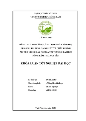 Đánh giá ảnh hưởng của phân bón dh đến sinh trưởng và 