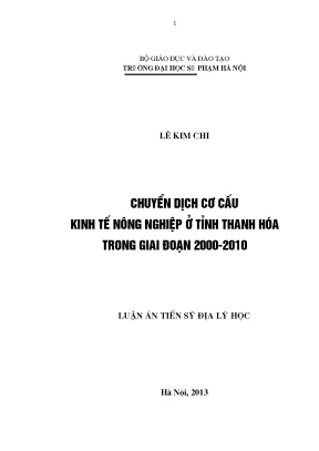 Luận án tiến sĩ: Chuyển dịch cơ cấu kinh tế nông nghiệp 