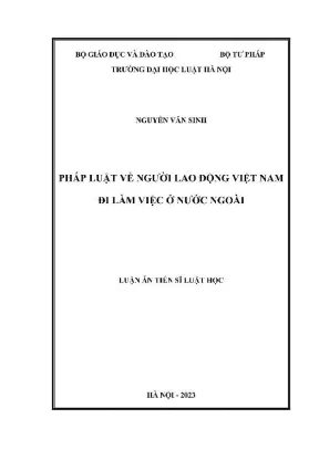Luận án tiến sĩ luật học: Pháp luật về người lao động