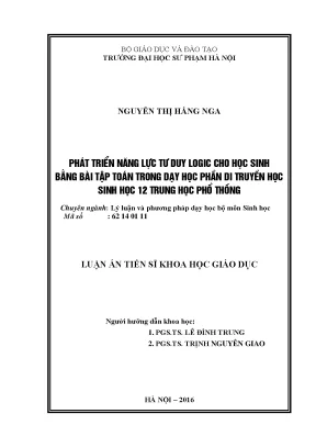 Phát Triển Năng Lực Tư Duy Logic Cho Học Sinh Qua Bài 