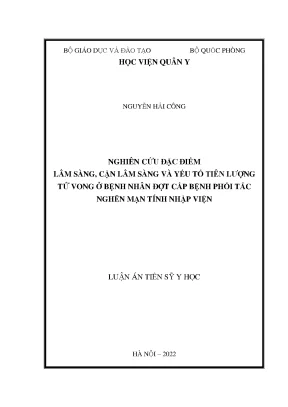 Nghiên cứu đặc điểm lâm sàng, cận lâm sàng và yếu tố 