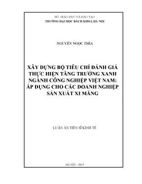 Bộ Tiêu Chí Đánh Giá Tăng Trưởng Xanh Ngành Công Nghiệp 