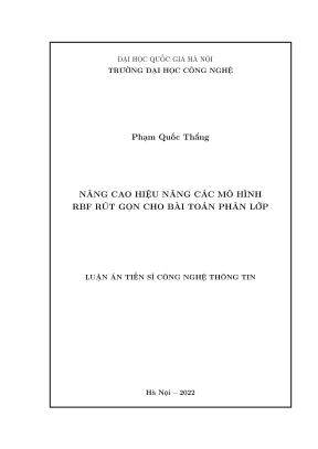 Nâng cao hiệu năng mô hình RBF rút gọn trong phân lớp