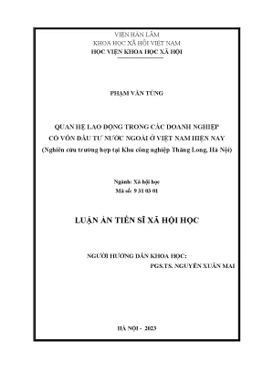 Nghiên cứu quan hệ lao động tại doanh nghiệp FDI ở Việt