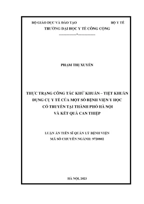 Đánh giá công tác khử khuẩn dụng cụ y tế tại bệnh viện y 