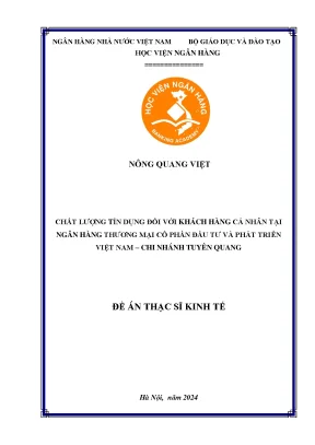 Chất lượng tín dụng ngân hàng đối với khách hàng cá nhân