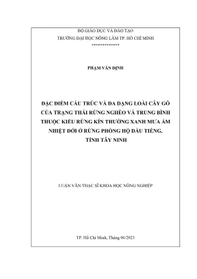Đặc điểm cấu trúc và đa dạng loài cây gỗ trong rừng 