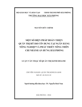 Biện pháp hoàn thiện quản trị rủi ro tín dụng tại ngân