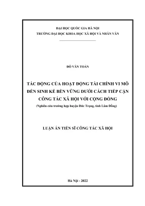 Tác động của tài chính vi mô đến sinh kế bền vững trong