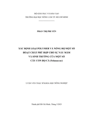 Nghiên cứu polymer và nồng độ hoạt chất cho sự nảy mầm