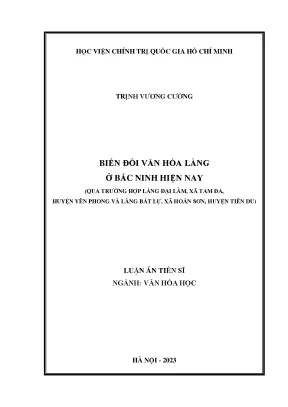 Biến Đổi Văn Hóa Làng Ở Bắc Ninh: Nghiên Cứu Trường Hợp 