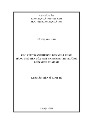 Yếu tố ảnh hưởng đến xuất khẩu hàng chế biến của Việt