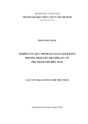 Nghiên cứu quy trình sản xuất giấm từ phụ phẩm xoài bằng