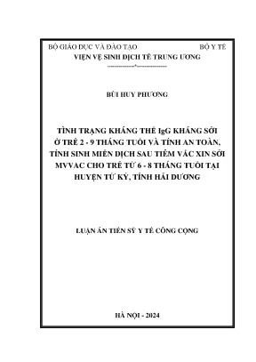 Kháng thể IgG kháng sởi ở trẻ 2-9 tháng và an toàn vắc 