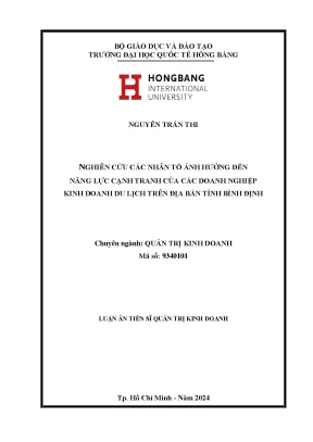 Năng lực cạnh tranh doanh nghiệp du lịch tại Bình Định: 